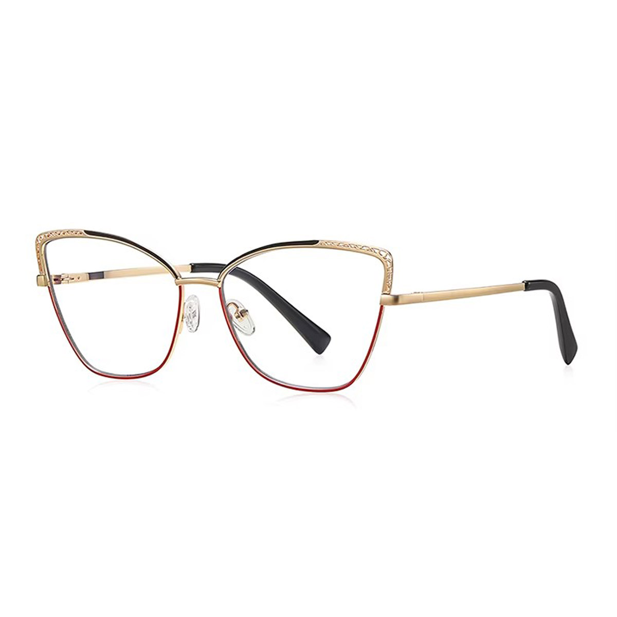Gafas de lectura de metal hueco de ojo de gato para mujeres
