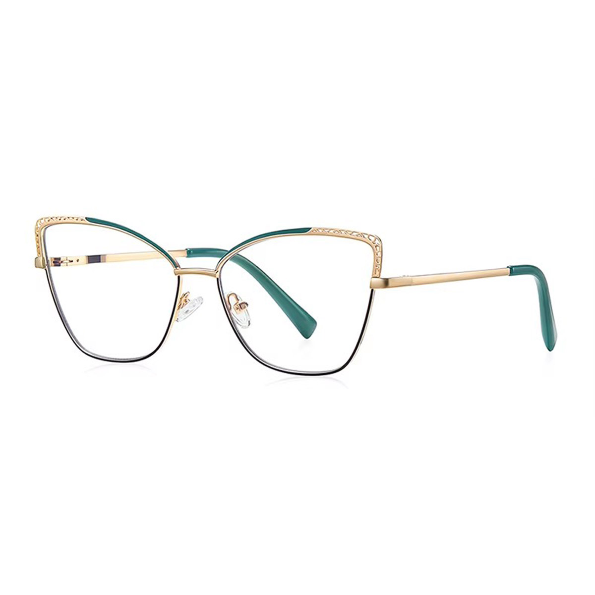 Gafas de lectura de metal hueco de ojo de gato para mujeres