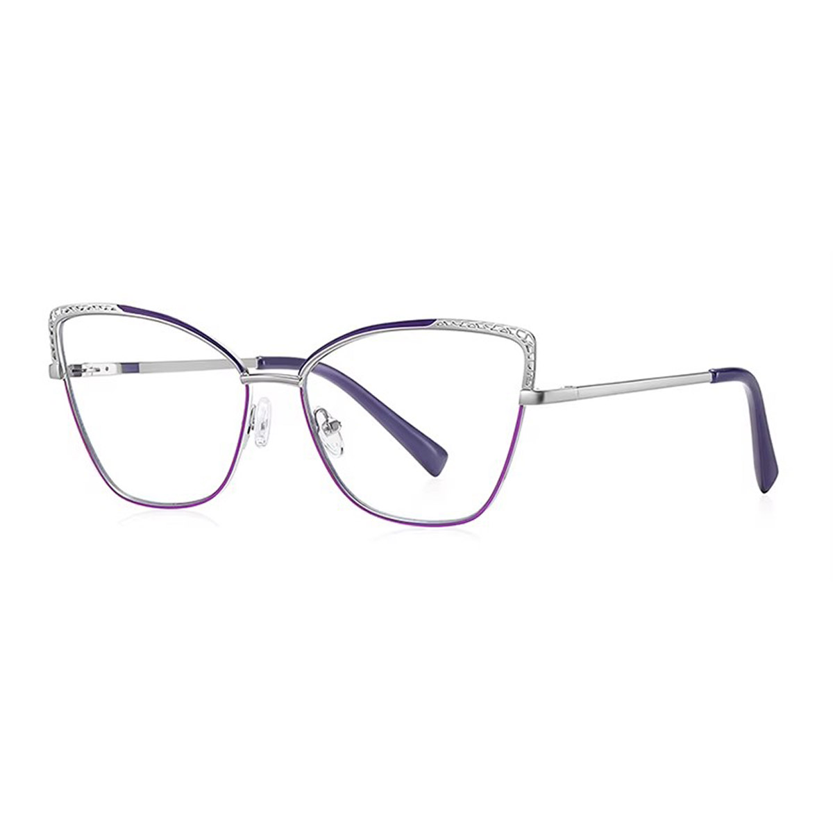 Gafas de lectura de metal hueco de ojo de gato para mujeres