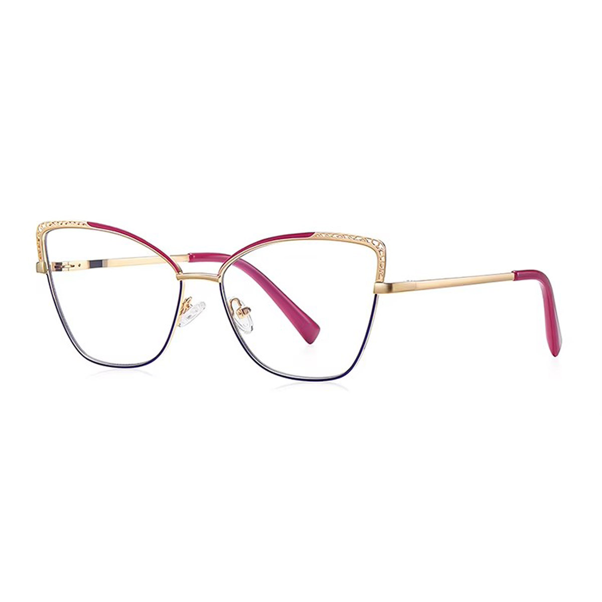 Gafas de lectura de metal hueco de ojo de gato para mujeres