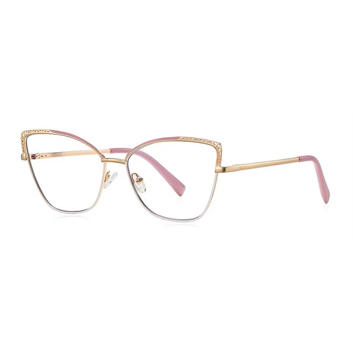 Gafas de lectura de metal hueco de ojo de gato para mujeres