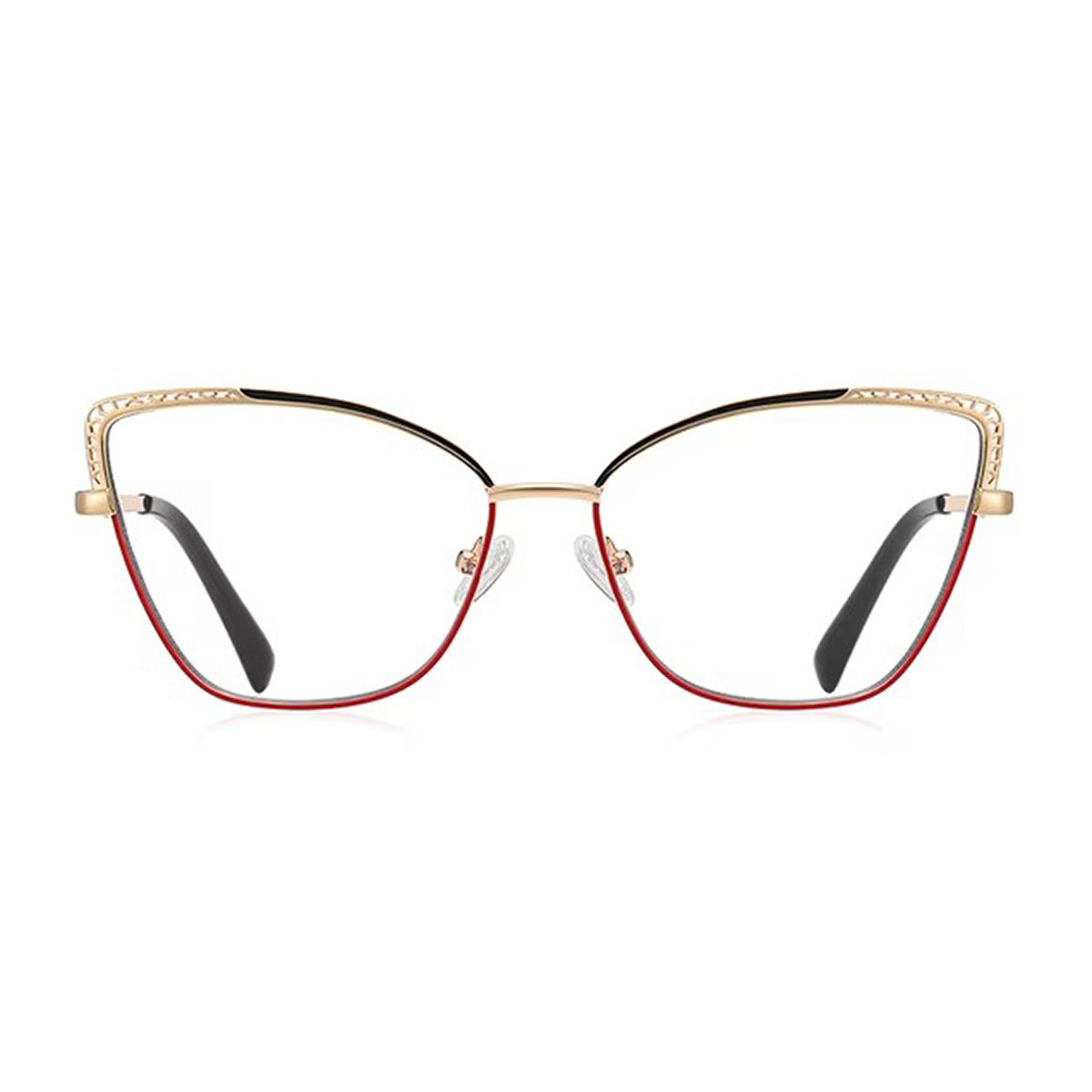 Gafas de lectura de metal hueco de ojo de gato para mujeres