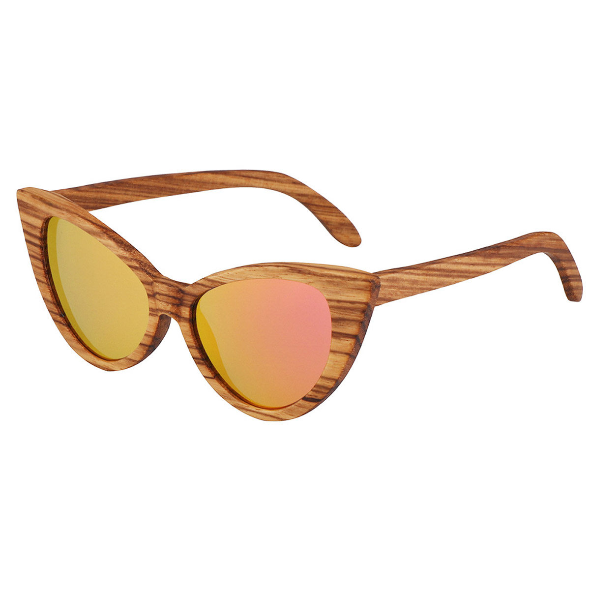 Marco de ojo de gato Gafas de sol de madera elegantes
