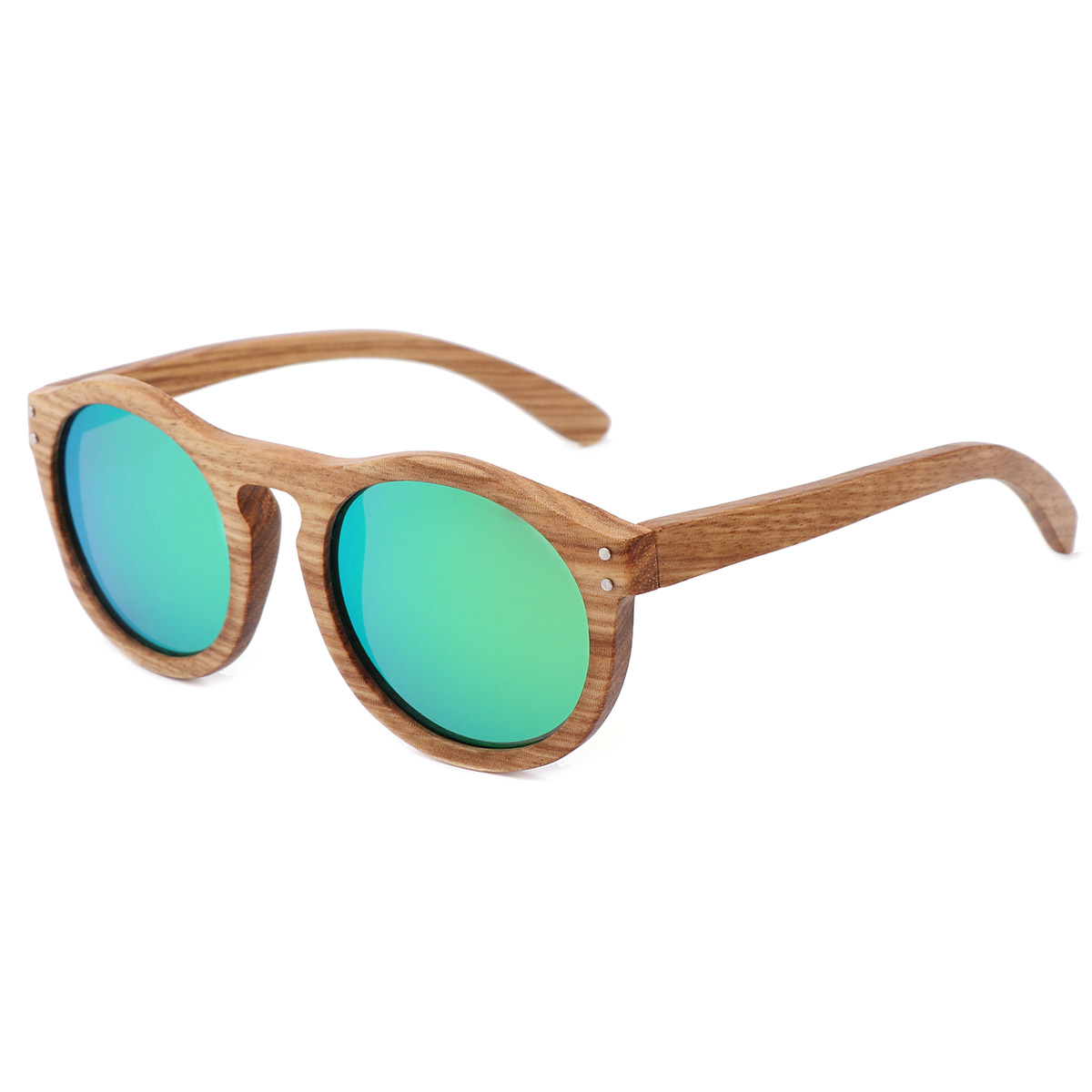 Gafas de sol de madera natural de marco redondo