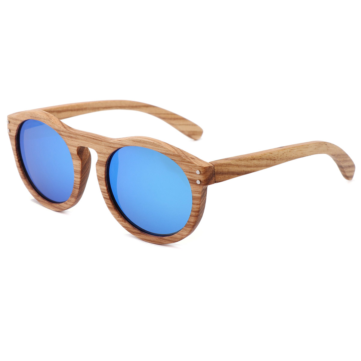 Gafas de sol de madera natural de marco redondo