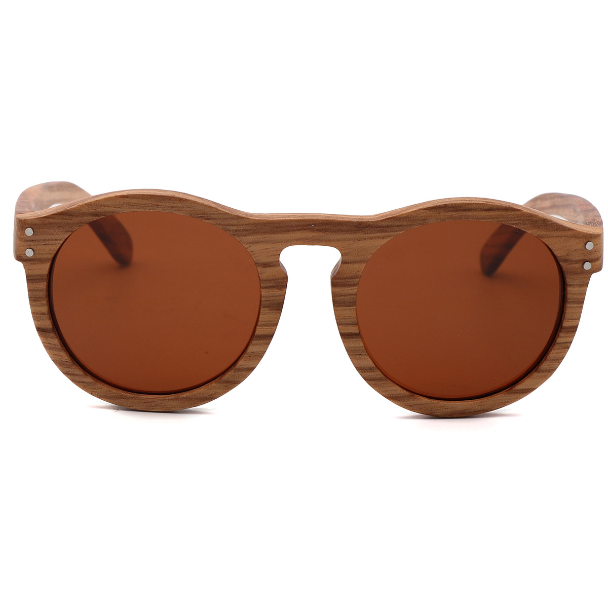 Gafas de sol de madera natural de marco redondo