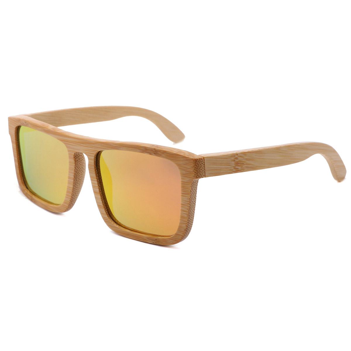 Gafas de sol de marco cuadrado de bambú natural liviano