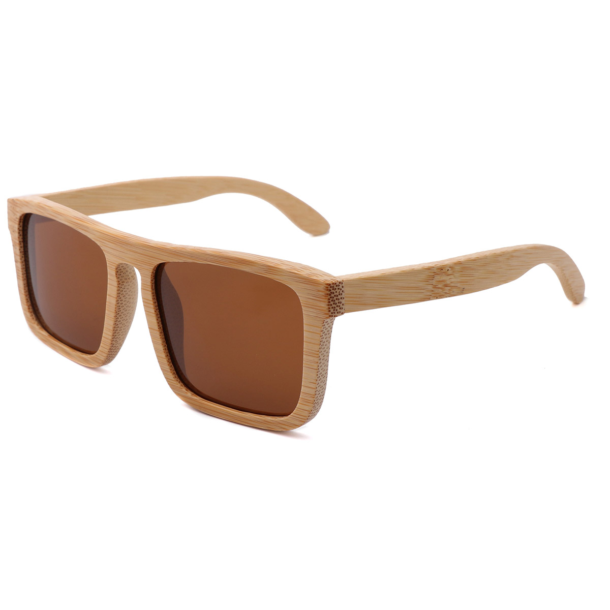 Gafas de sol de marco cuadrado de bambú natural liviano