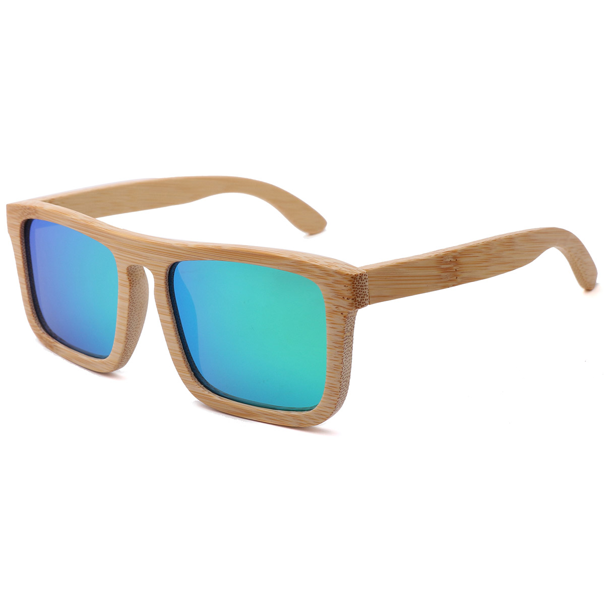 Gafas de sol de marco cuadrado de bambú natural liviano