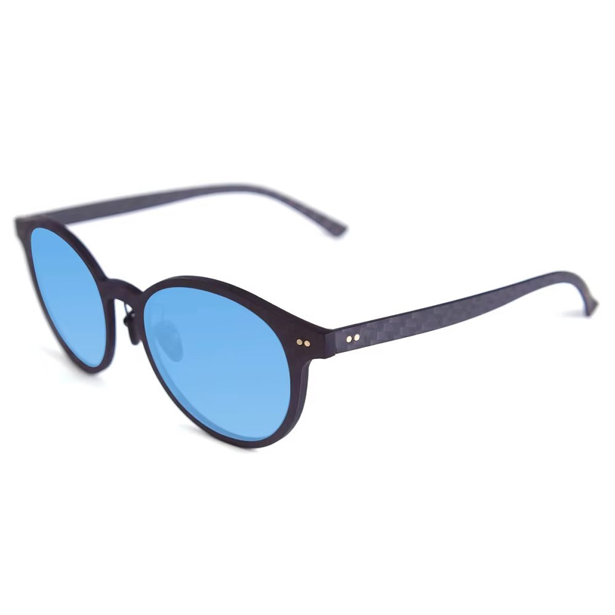 Gafas de sol de fibra de carbono anti-glaseado de marco redondo clásico